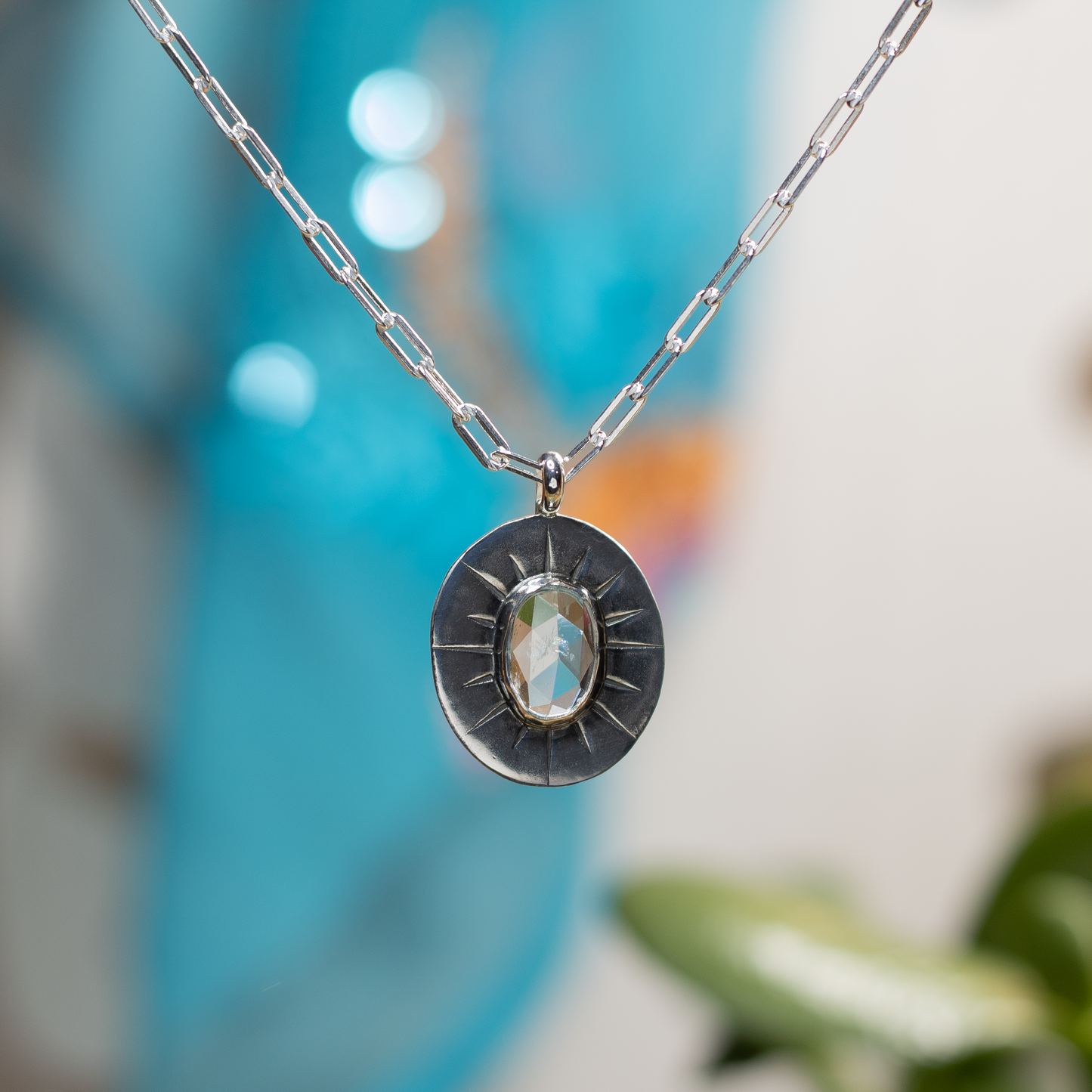 Aquamarine Sunburst Necklace