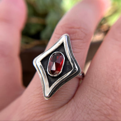 Sterling silver garnet faceted stone